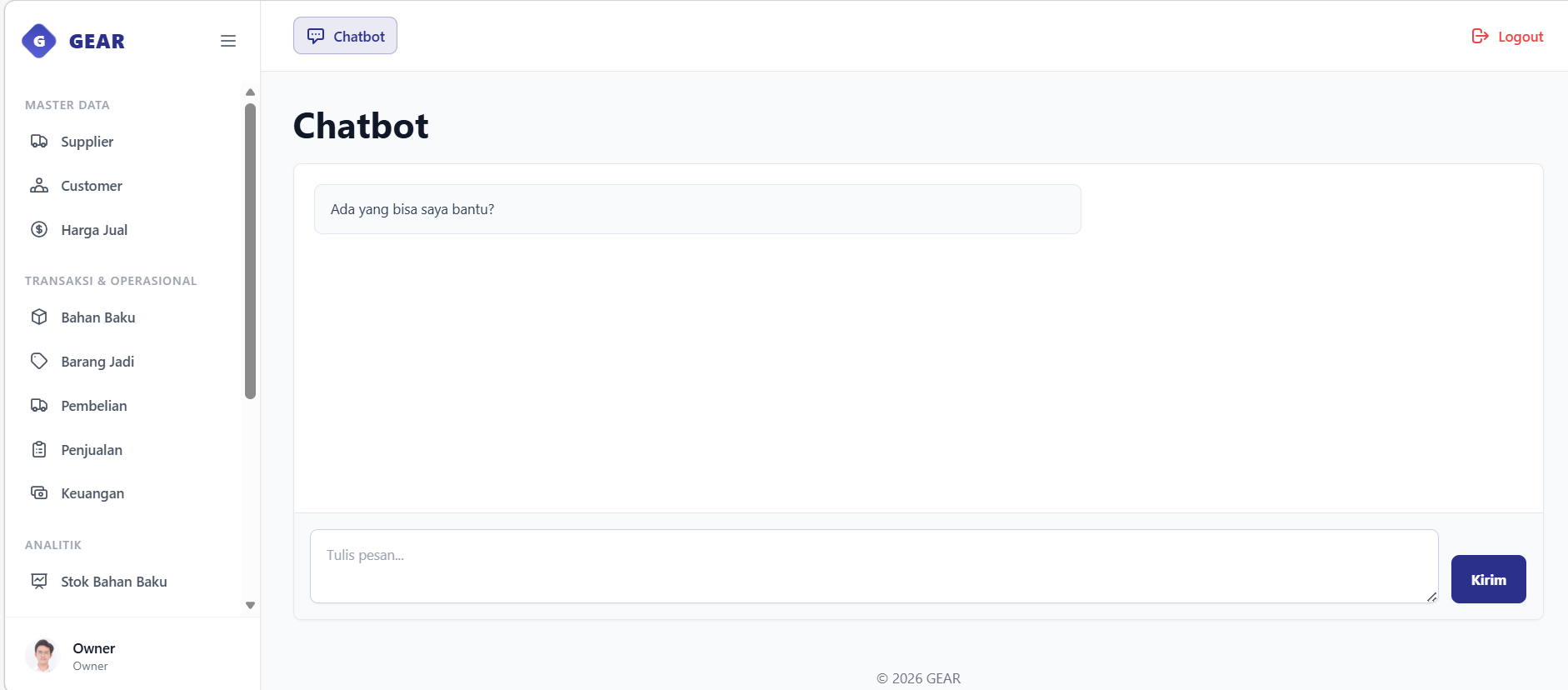 Web Chatbot interface