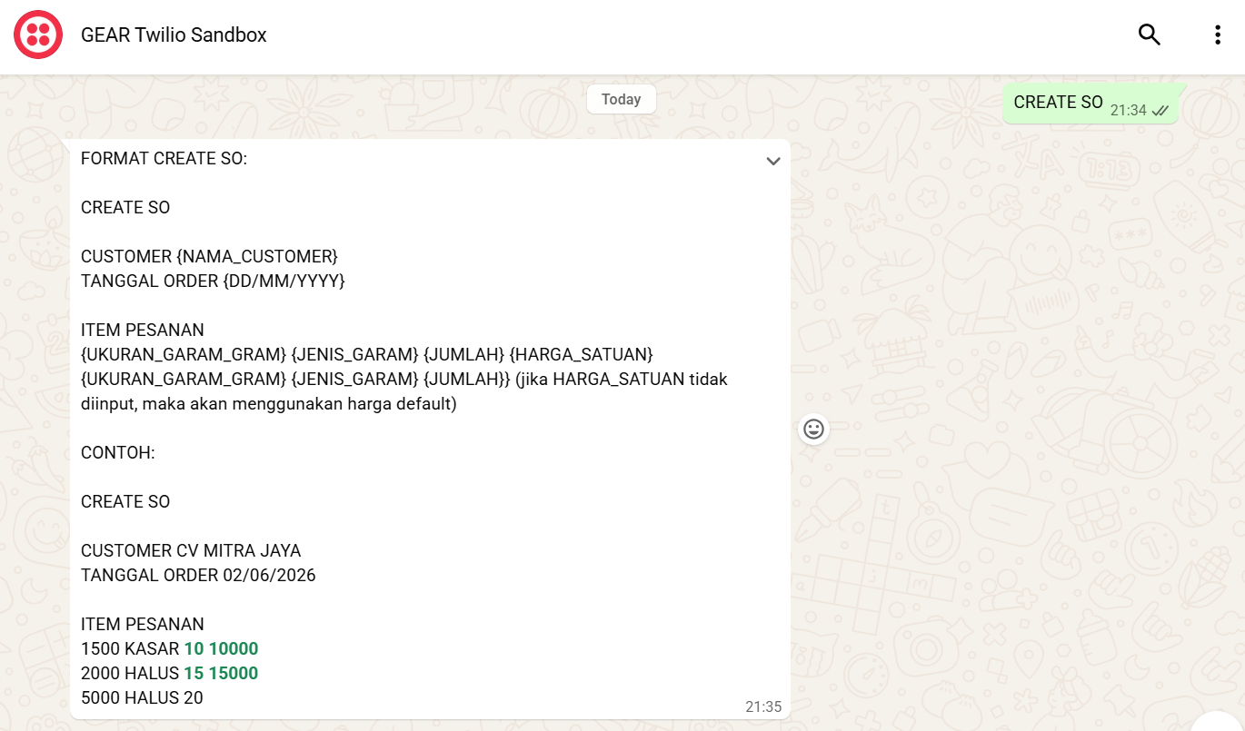 WhatsApp Chatbot command guide