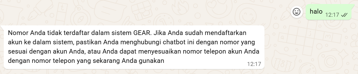 WhatsApp Chatbot warning message