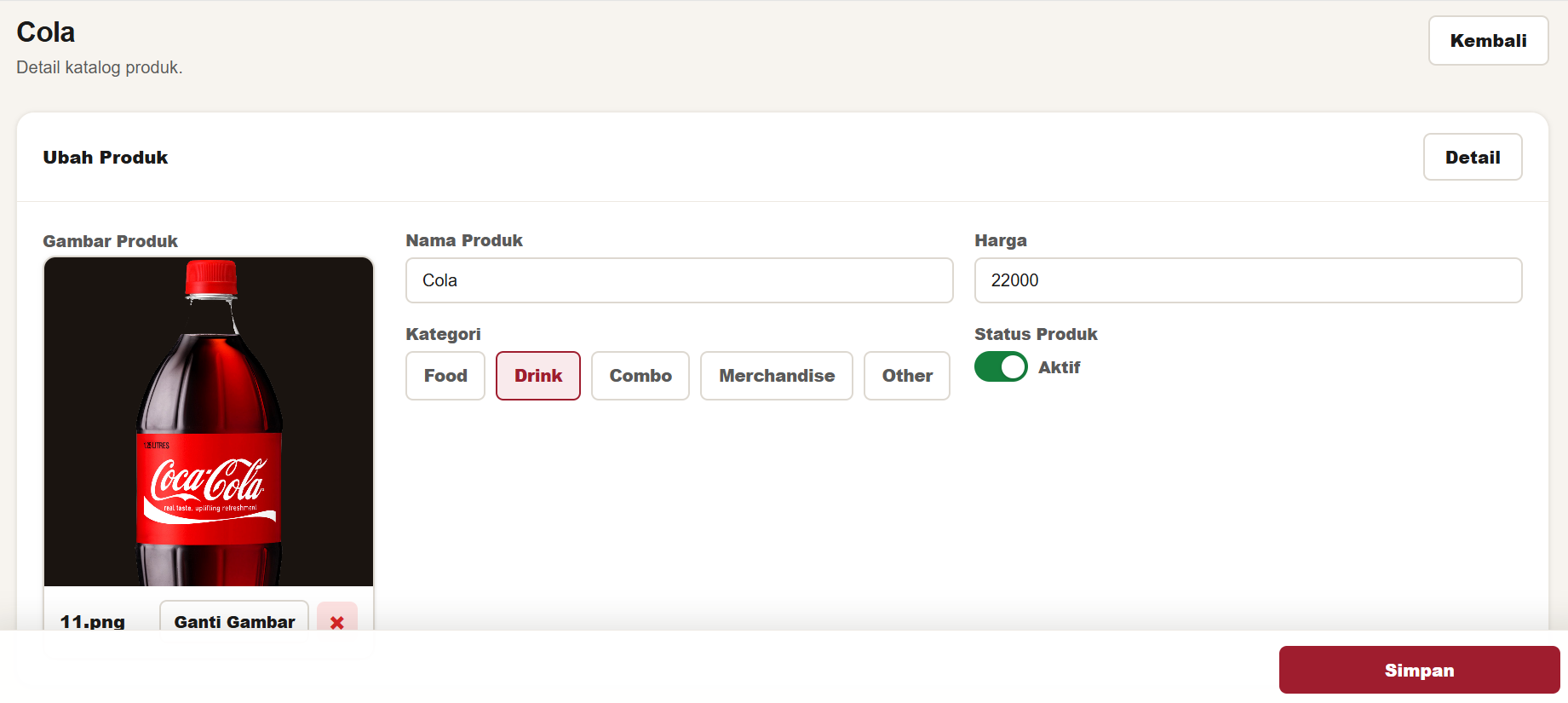 Manager Product Edit/Update Mode