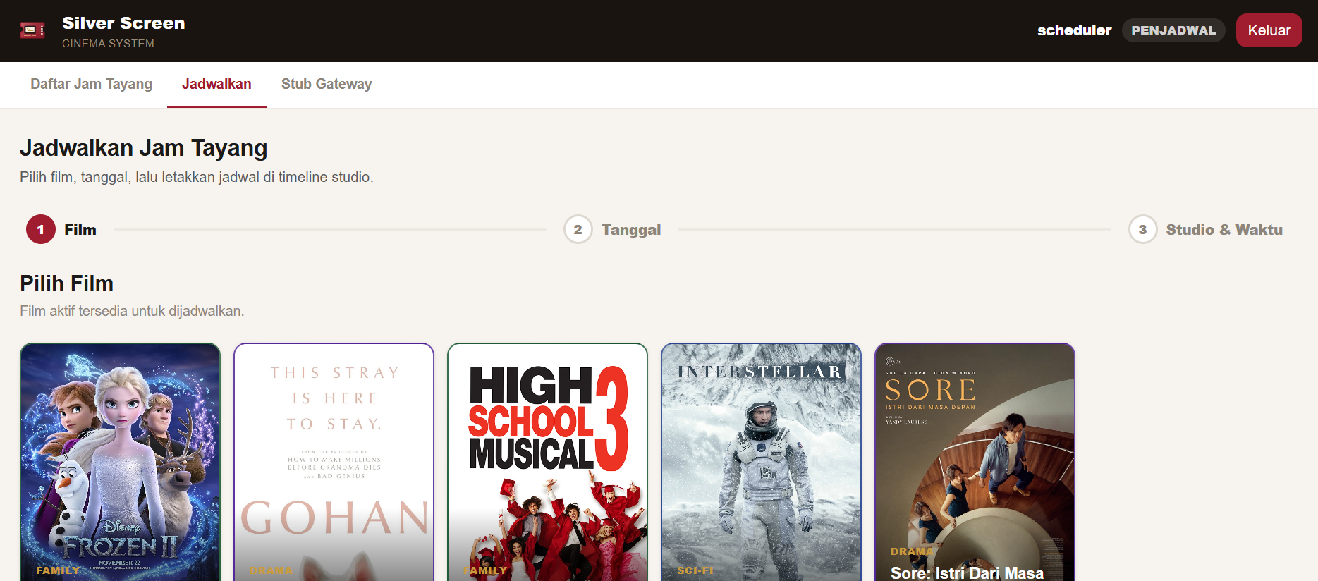 Scheduler Showtime Add Phase 1: Film Selection